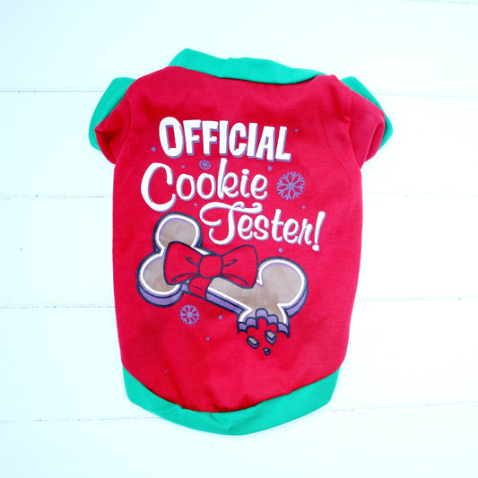 Christmas Red Dog Tshirt Cookie Tester