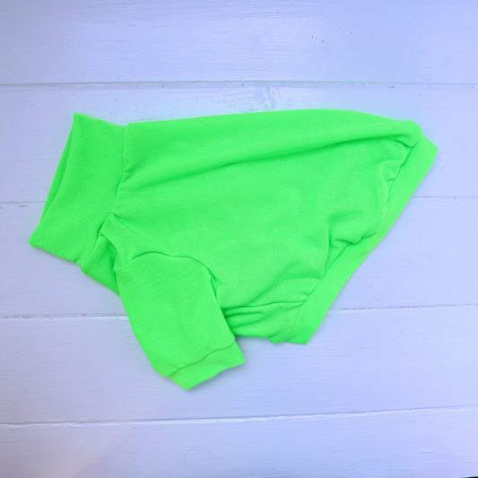 Dog Jumper Tshirt in Lightweight Neon Green Jersey Fabric