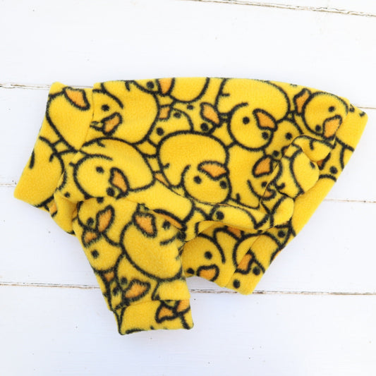 Dog Fleece Jumper in Cute Yellow Duck Design