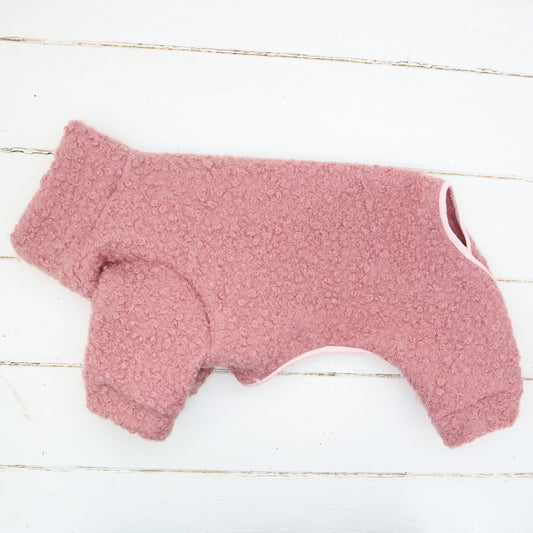 Dusty Pink Soft Boucle Dog Suit All in One Choice of Colours