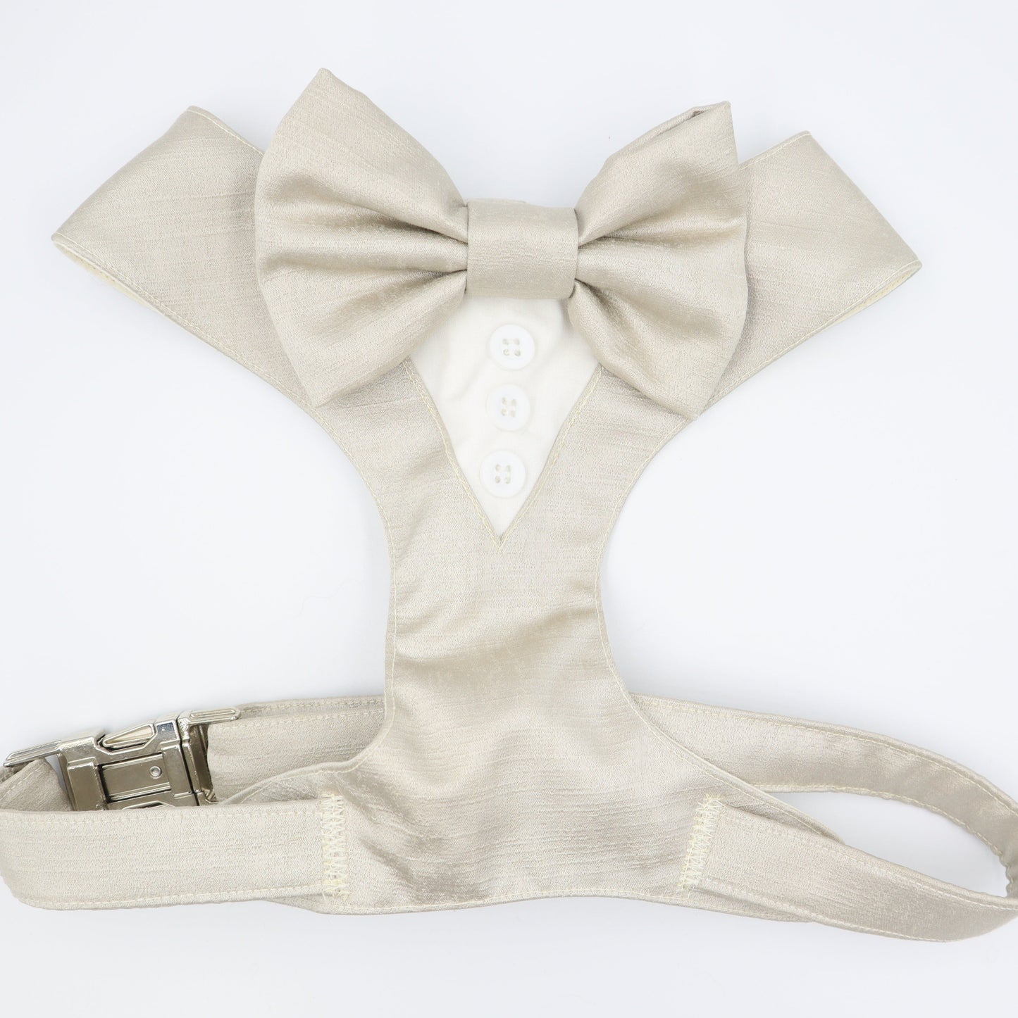 Tuxedo Wedding Dog Harness in Beige Natural Shot Silk Satin with ADD ON Available Matching Ring Pillow CHOICE of COLOURS