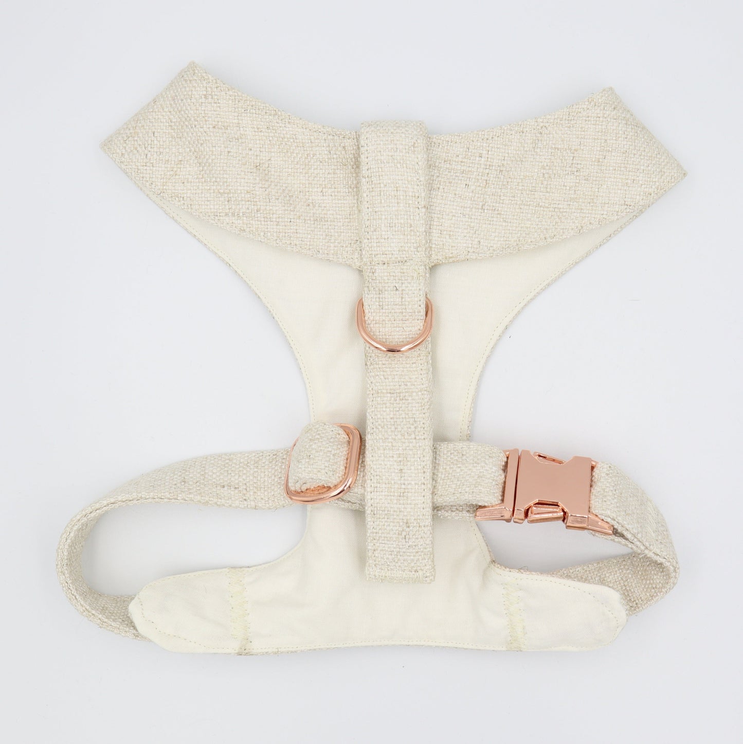 Tuxedo Wedding Dog Harness in Beige Natural Linen Style TEXTURED Fabric with Mauve Satin Bow CHOICE of COLOURS