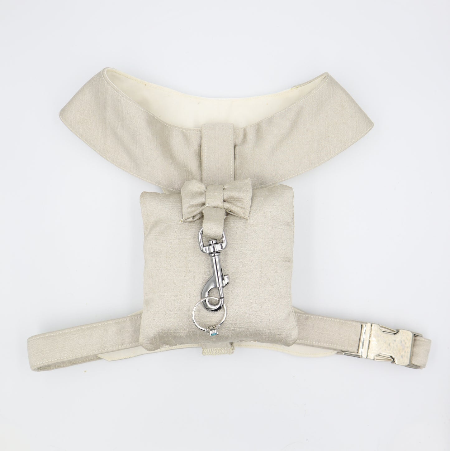Tuxedo Wedding Dog Harness in Beige Natural Shot Silk Satin with ADD ON Available Matching Ring Pillow CHOICE of COLOURS