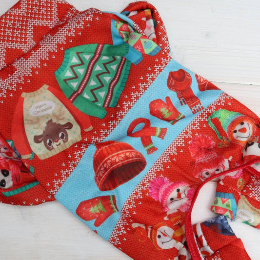 Christmas Dog Pyjamas in a Red Cute Christmas Lightweight Fabric