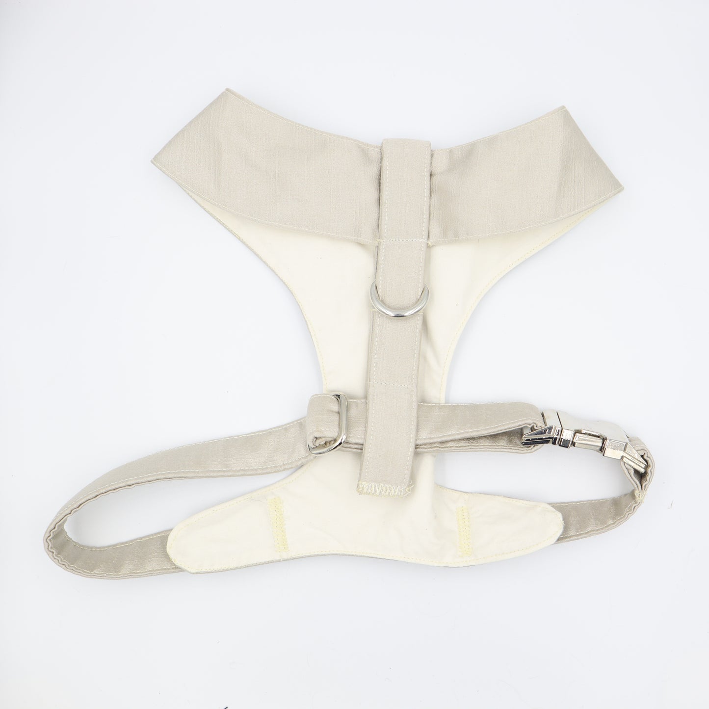 Tuxedo Wedding Dog Harness in Beige Natural Shot Silk Satin with Emerald Green Bow CHOICE of COLOURS
