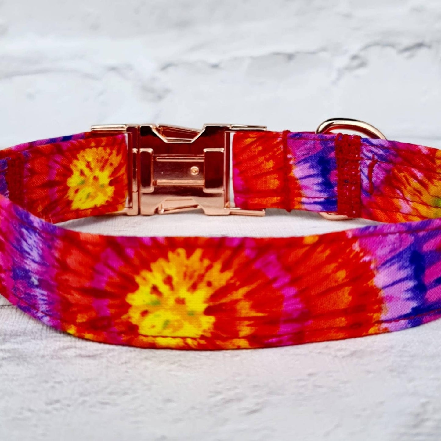Bright Dog Collar in Psychedelic Rainbow Design